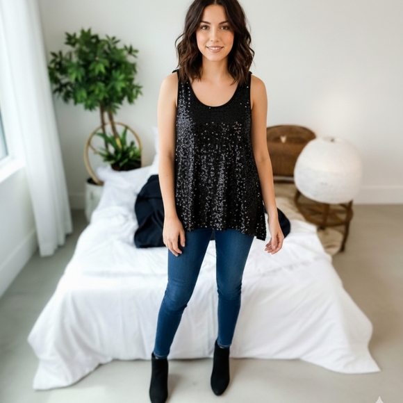 Style & Co. Tops - Style and Co Black Sequin Top